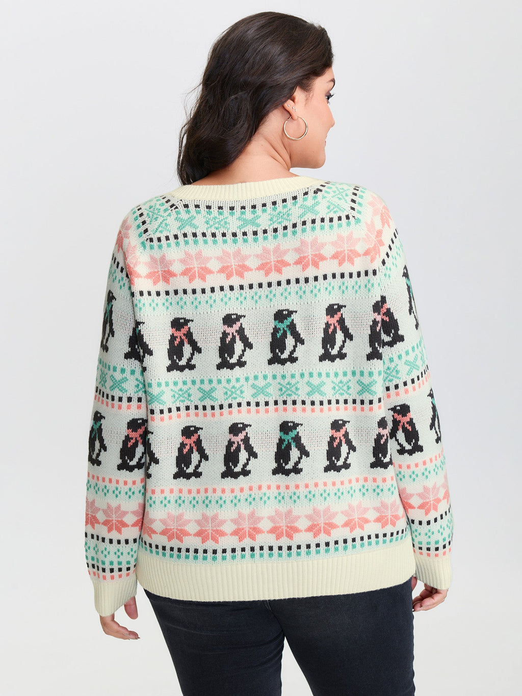 Supersoft Festive Penguin Pattern Jacquard Knit Cardigan
