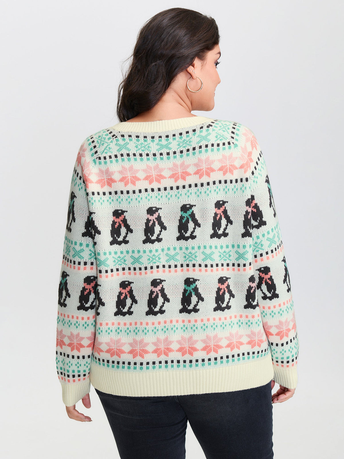 Supersoft Festive Penguin Pattern Jacquard Knit Cardigan
