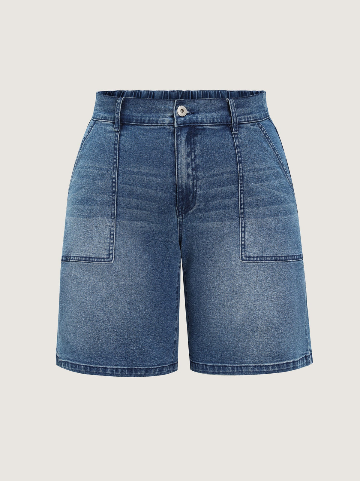 Stretchy Elastic Back Waistband Denim Shorts