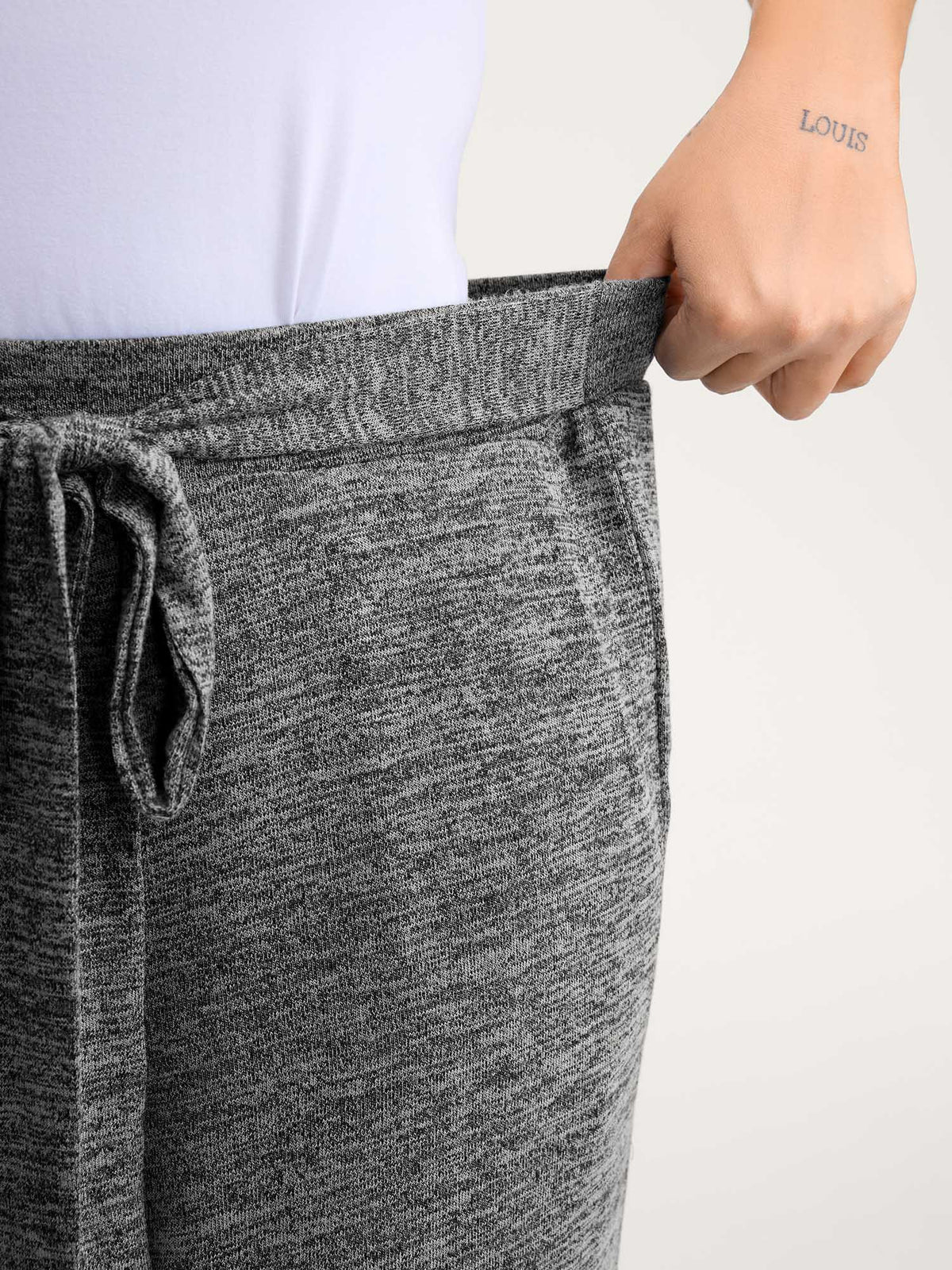Stretchy Mixed-Color Belted Wide-Leg Pants