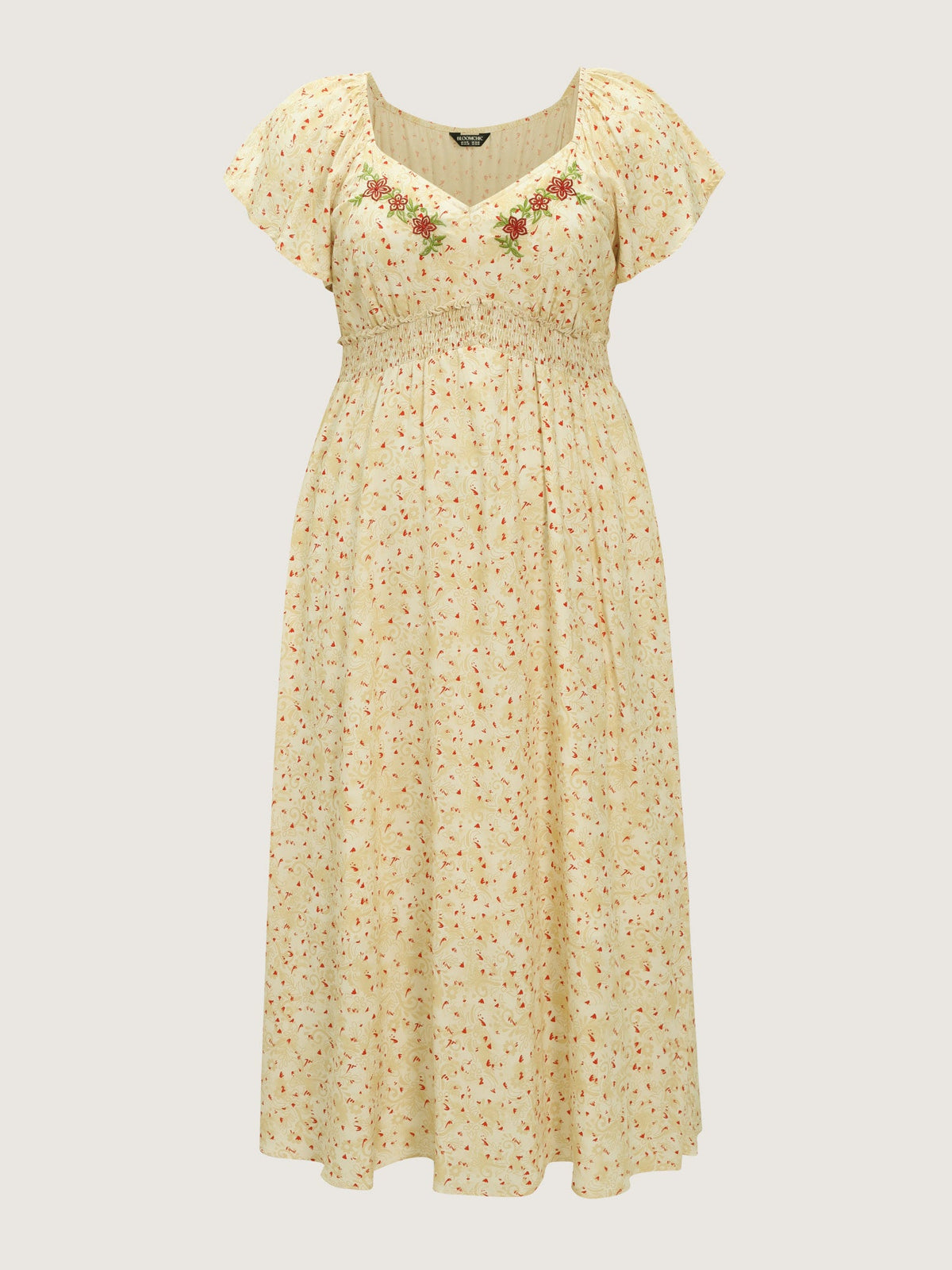 Sequin Floral Embroidered Sweetheart Neckline Maxi Dress