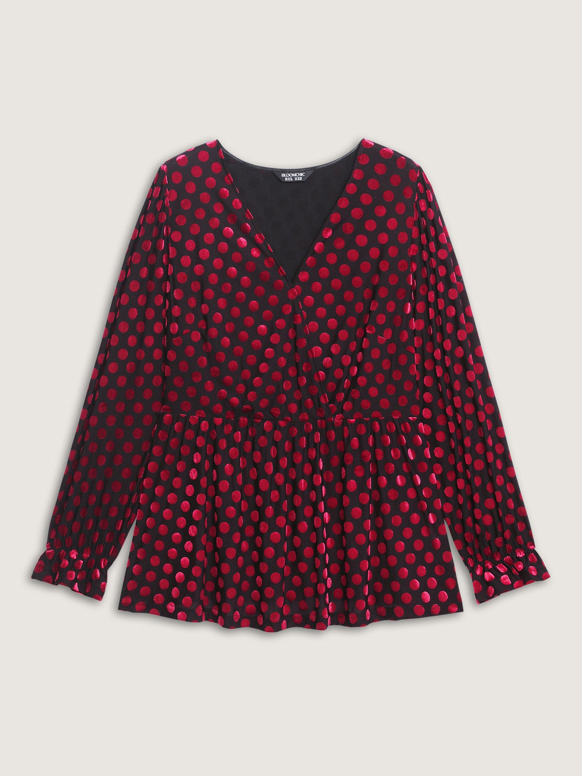 Velvet Heart Print Stretchy Waist Blouse