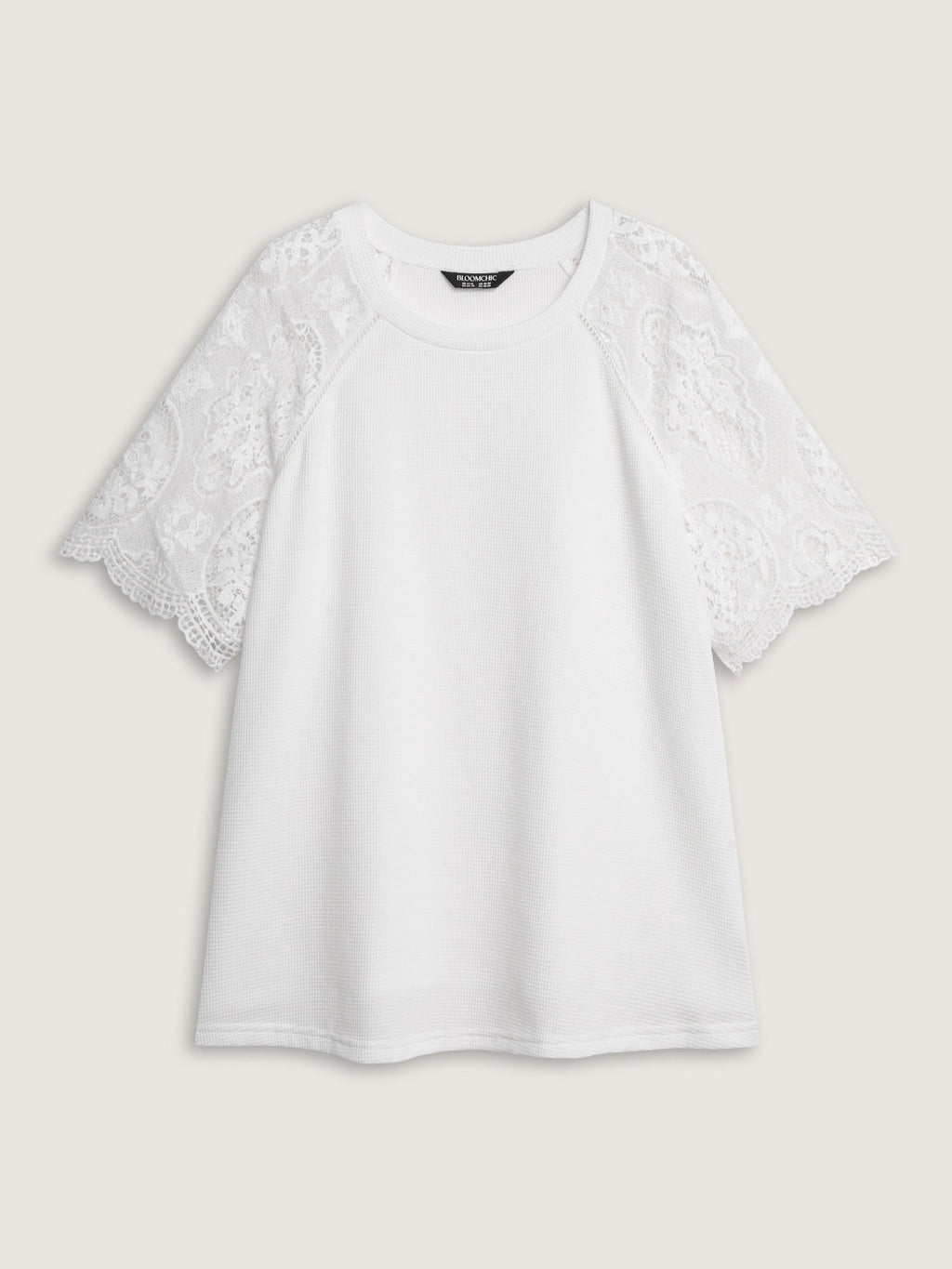 Lace Textured Flared Sleeve Plain Blouse