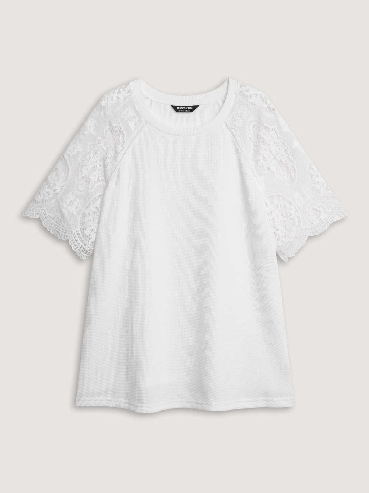 Lace Textured Flared Sleeve Plain Blouse
