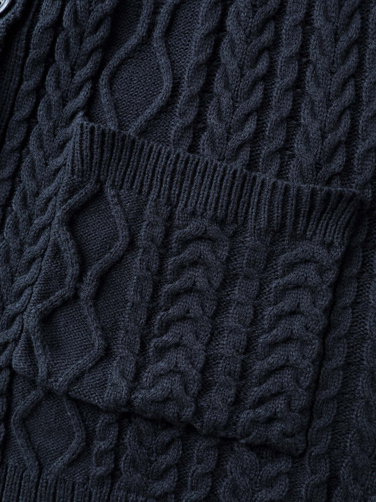 Mixed Texture Cable Stitch Pockets Knit Cardigan