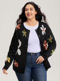 Floral Pattern Button-Down Knit Cardigan