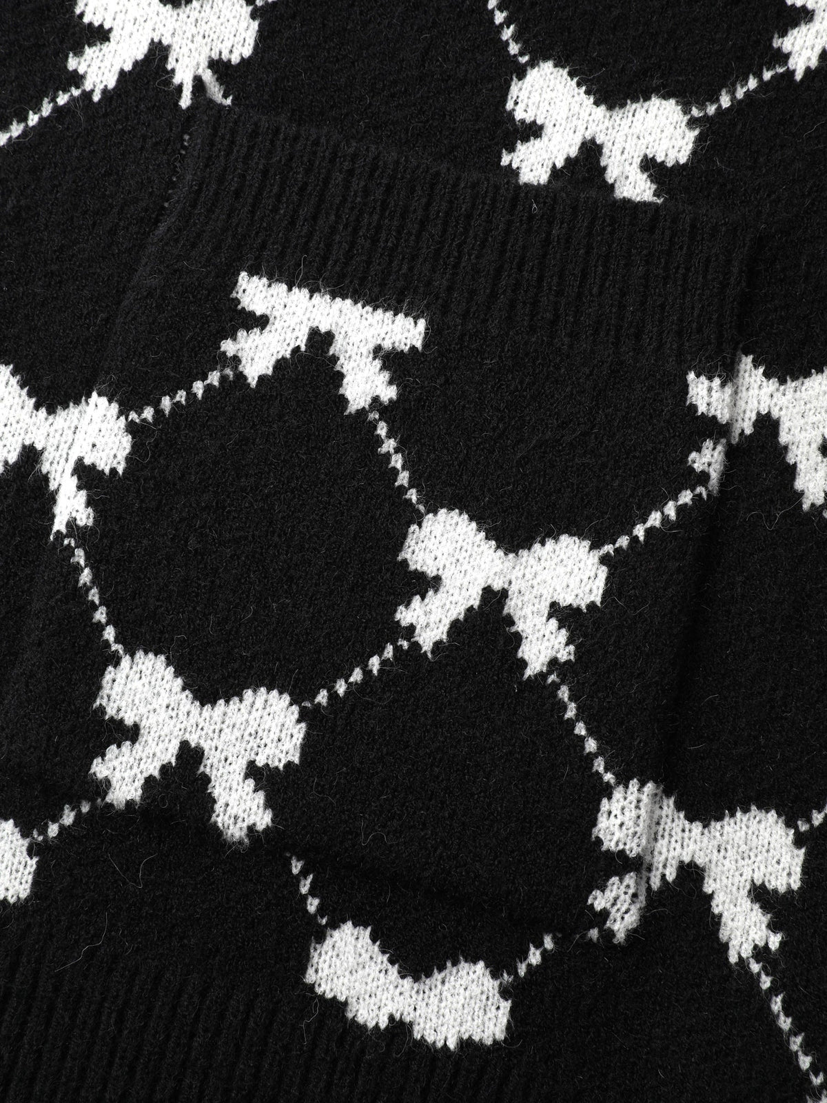 Bowknot Jacquard Button Knit Cardigan