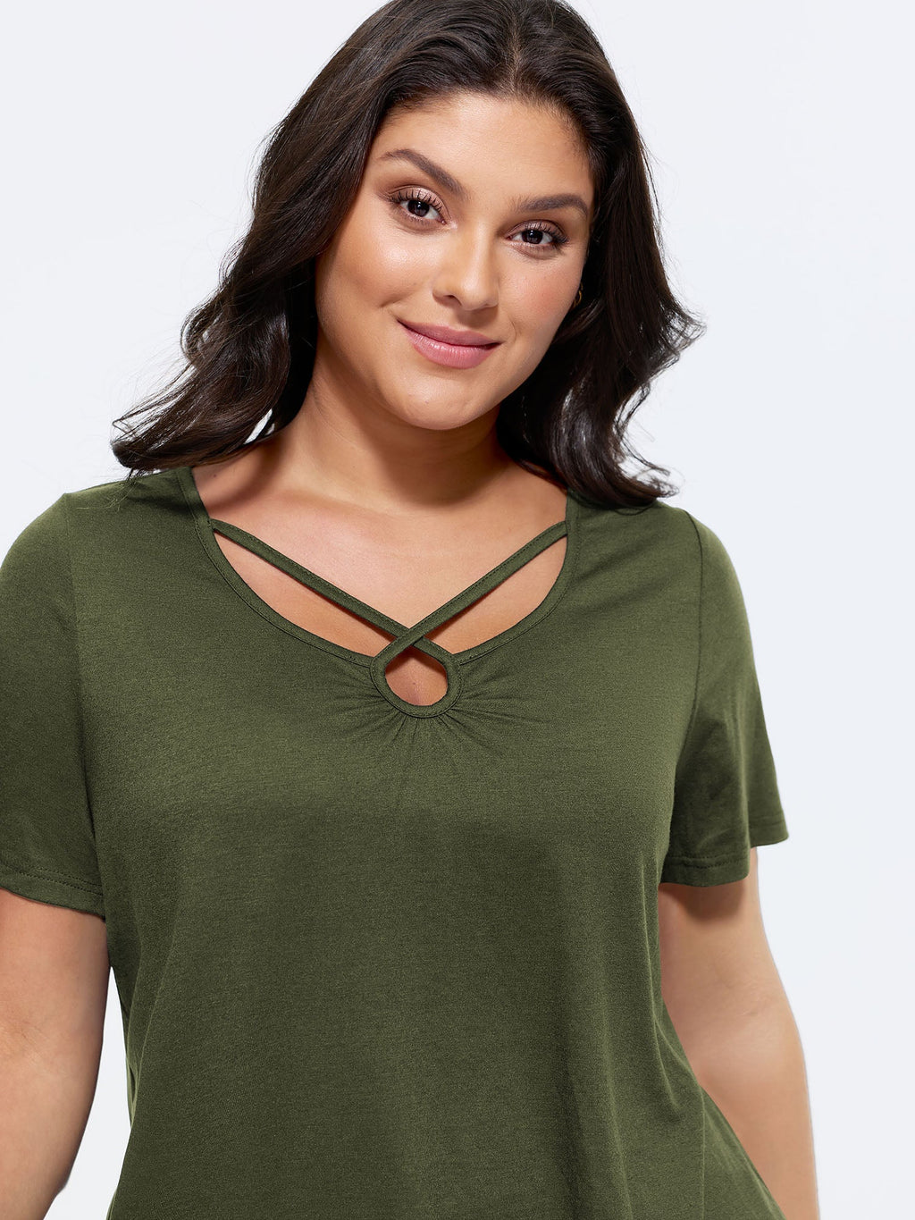 Supersoft Cut-Out Neckline Plain T-Shirt