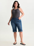 Pull-On Stretchy Denim Shorts