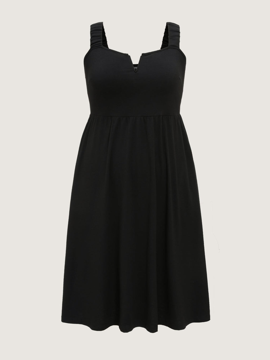 Supersoft Stretchy Wide-Straps Plain Midi Dress