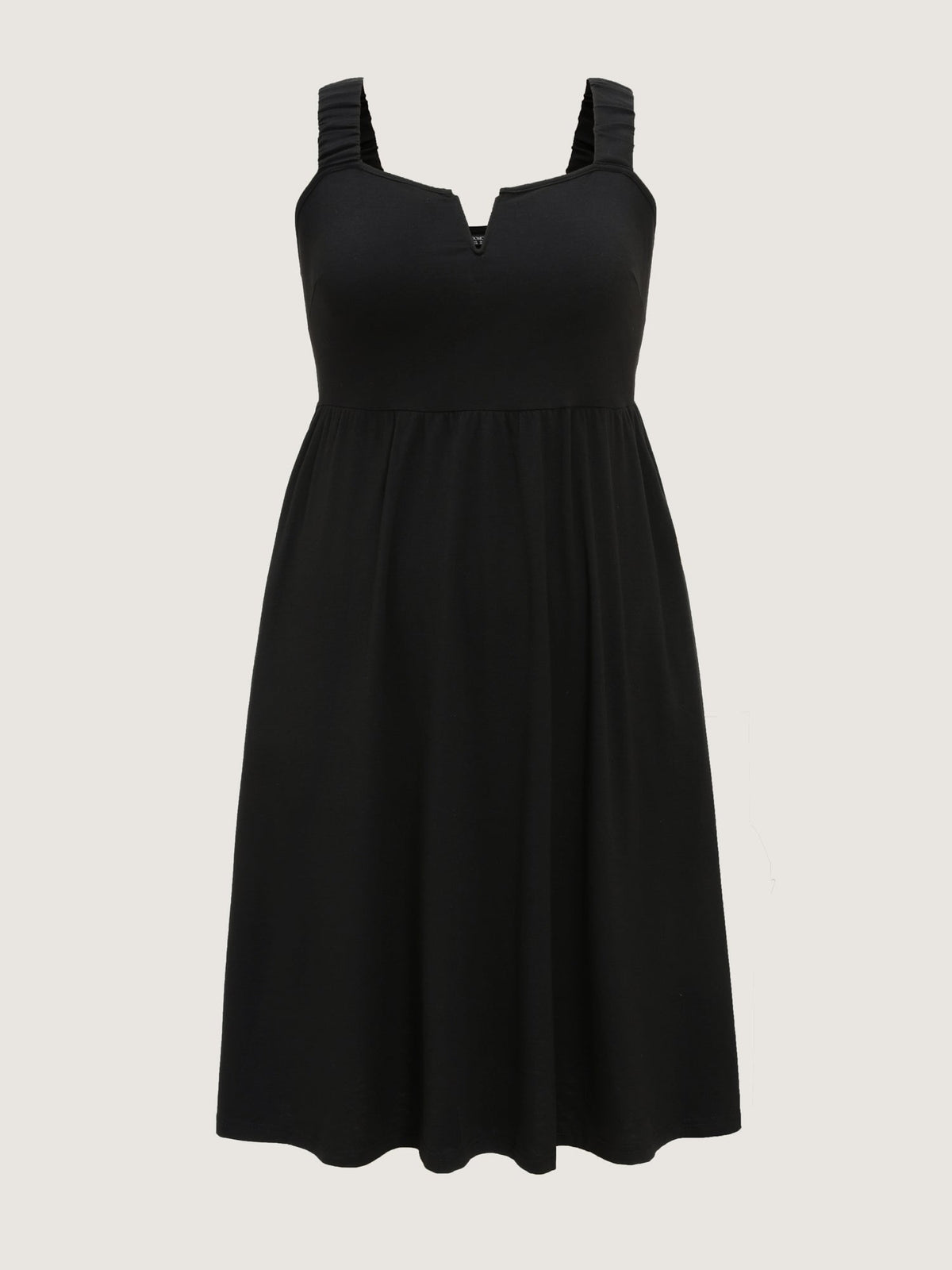 Supersoft Stretchy Wide-Straps Plain Midi Dress