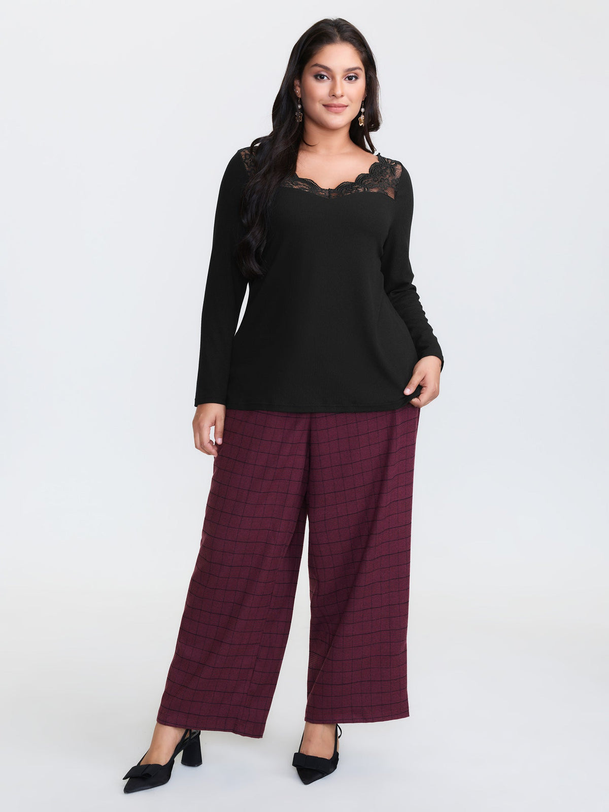 Sheer Lace V-Neckline T-Shirt