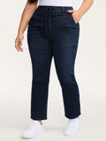 Pull-On High-Rise Straight-Leg Cropped Jeans