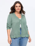 Scalloped Hem Open-Front Knit Cardigan