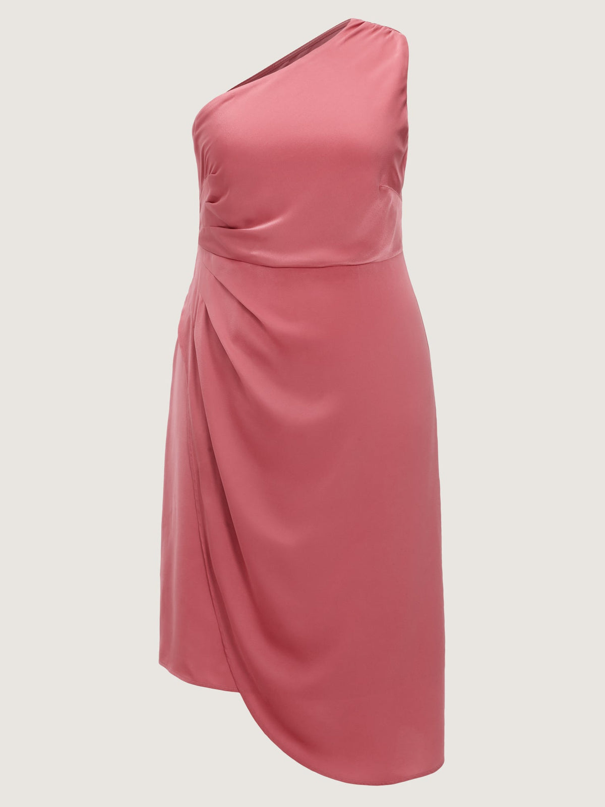 One-Shoulder Draped Asymmetrical Hem Midi Dress