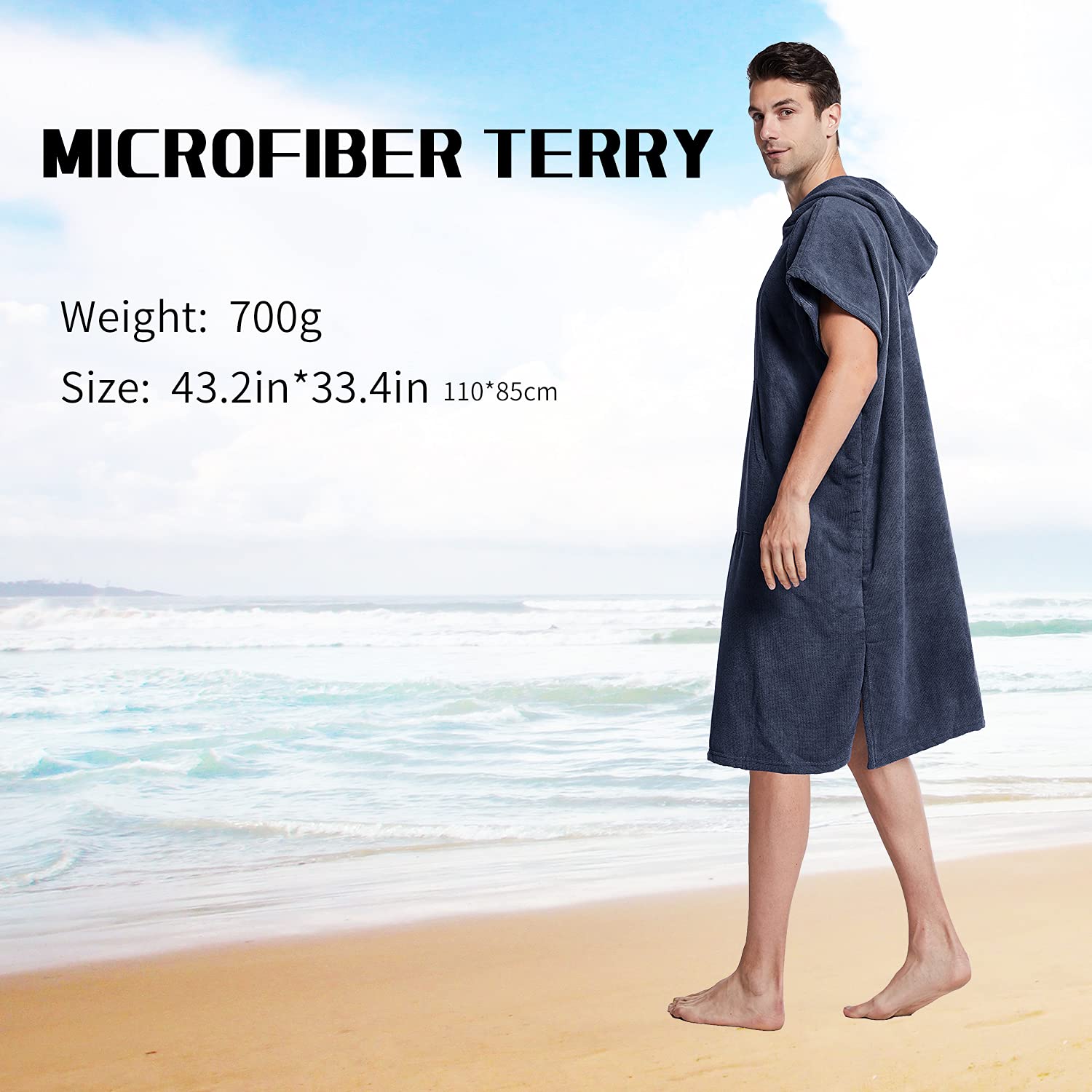 Surf Swimming Poncho Changing Robe Quick Dry Microfiber Changing Towel