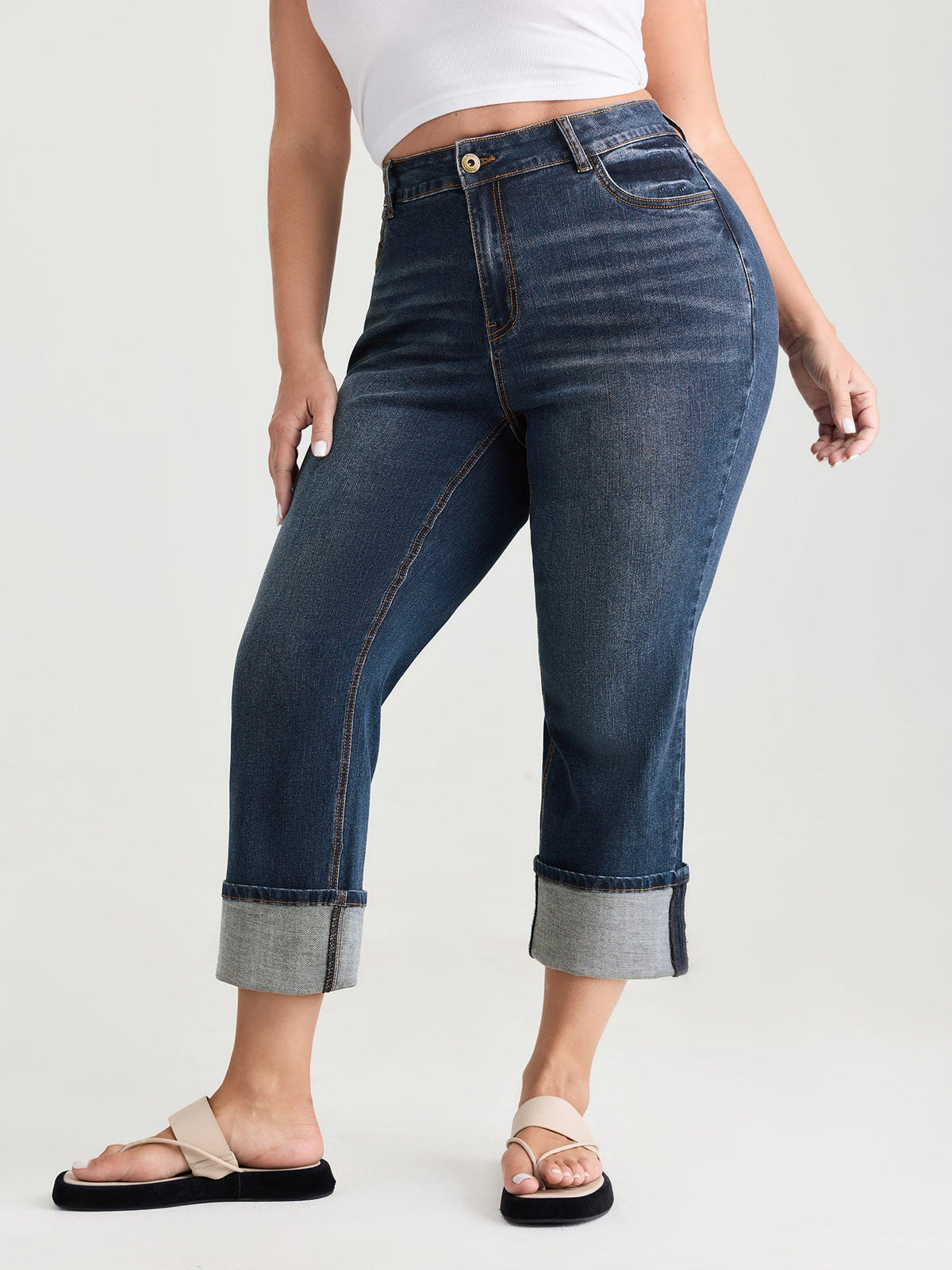 Thigh-Friendly Capri Straight-Leg Jeans