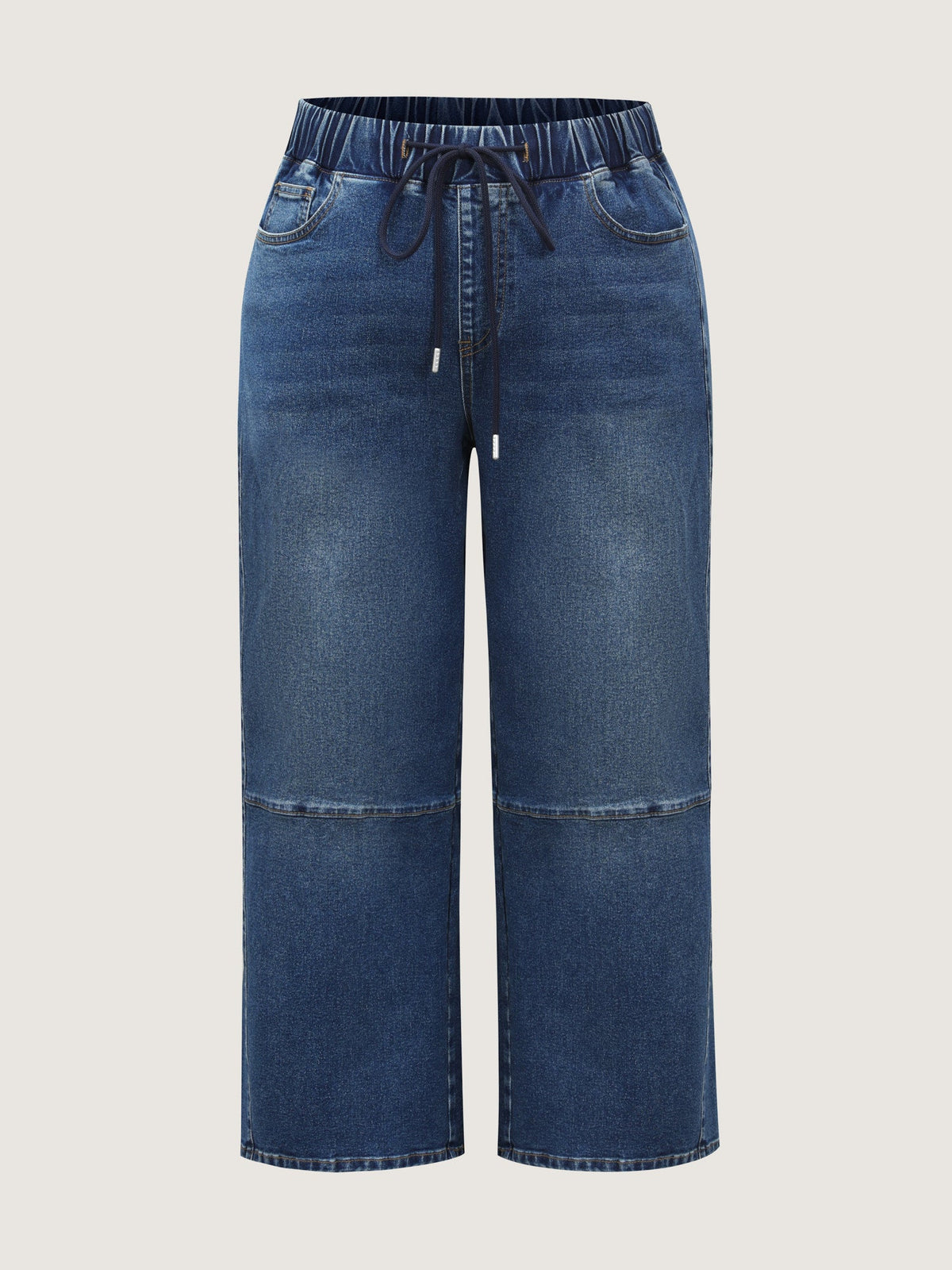 Stretchy Waistband Straight-Leg Jeans