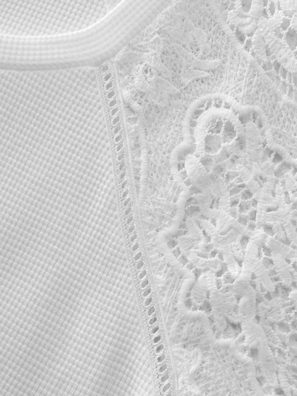 Lace Textured Flared Sleeve Plain Blouse