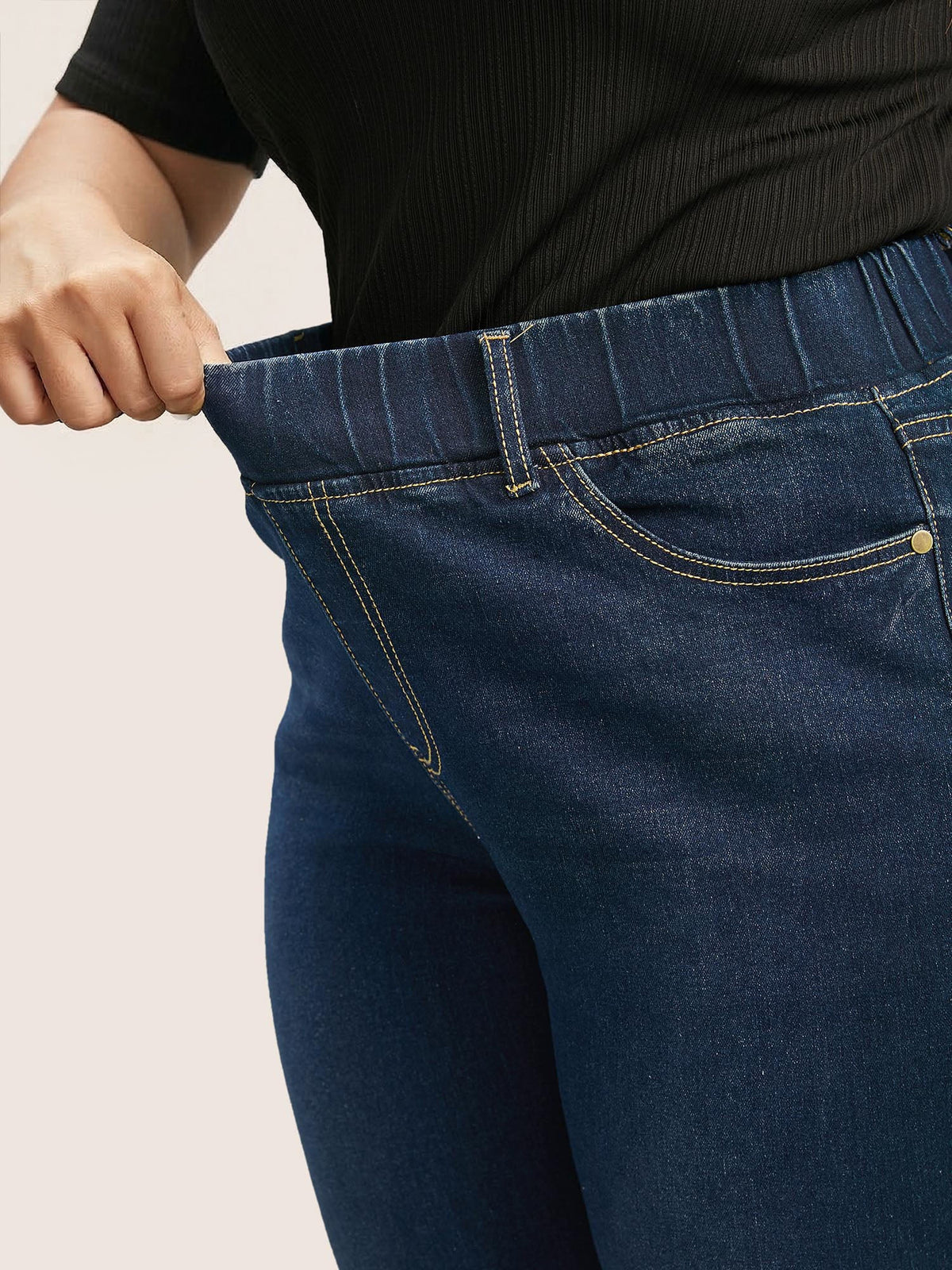 Elastic Waist Stretchy Bootcut Flared Jeans