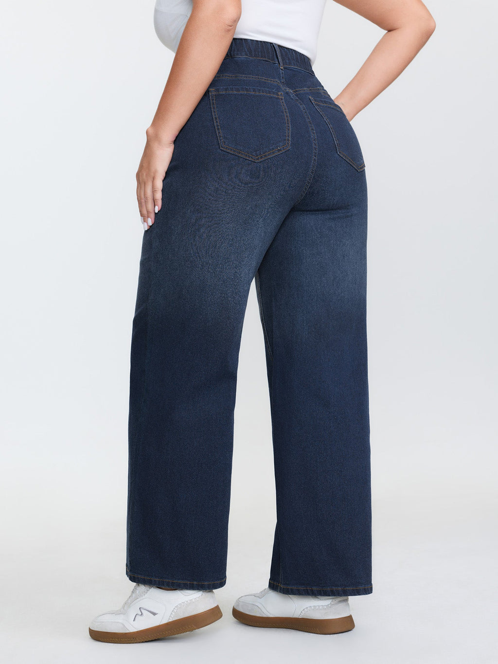 Drawstring Waist Stretchy Wide-Leg Jeans