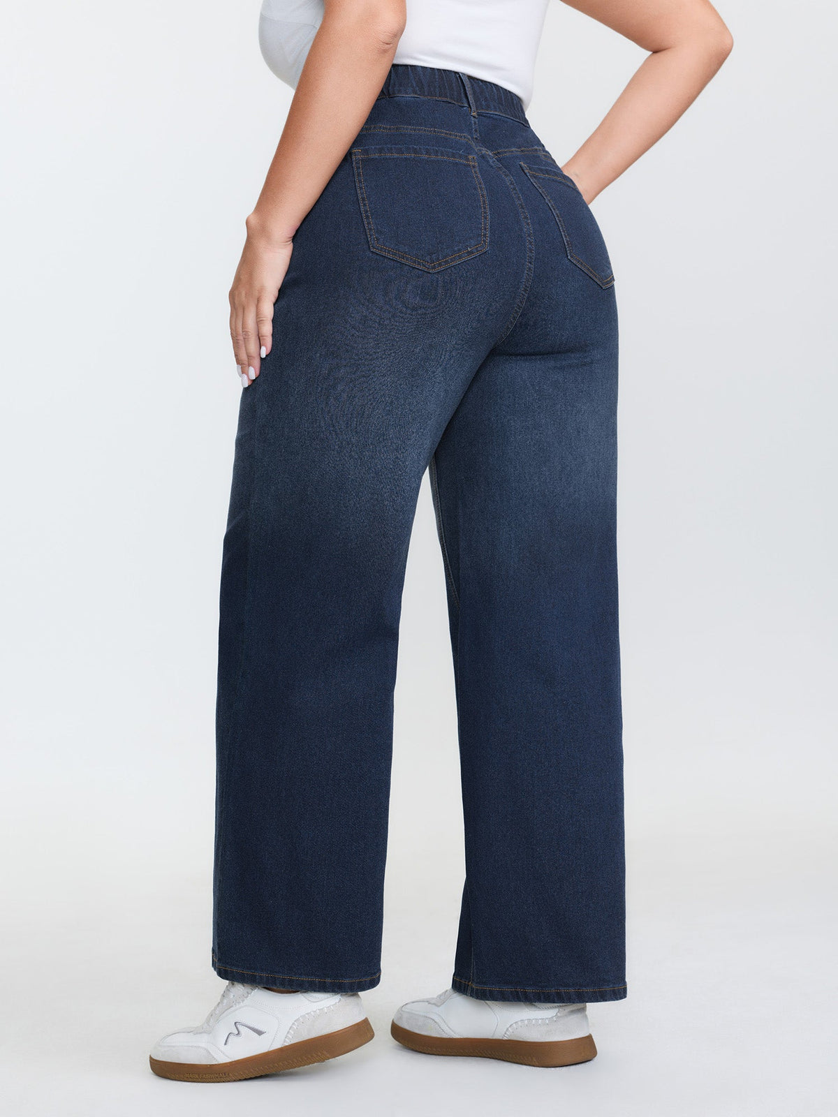 Drawstring Waist Stretchy Wide-Leg Jeans