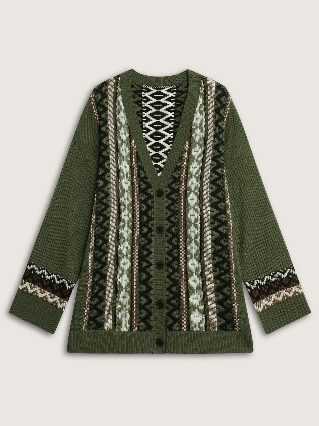 Textured Button-Front Straight Sleeve Knit Cardigan