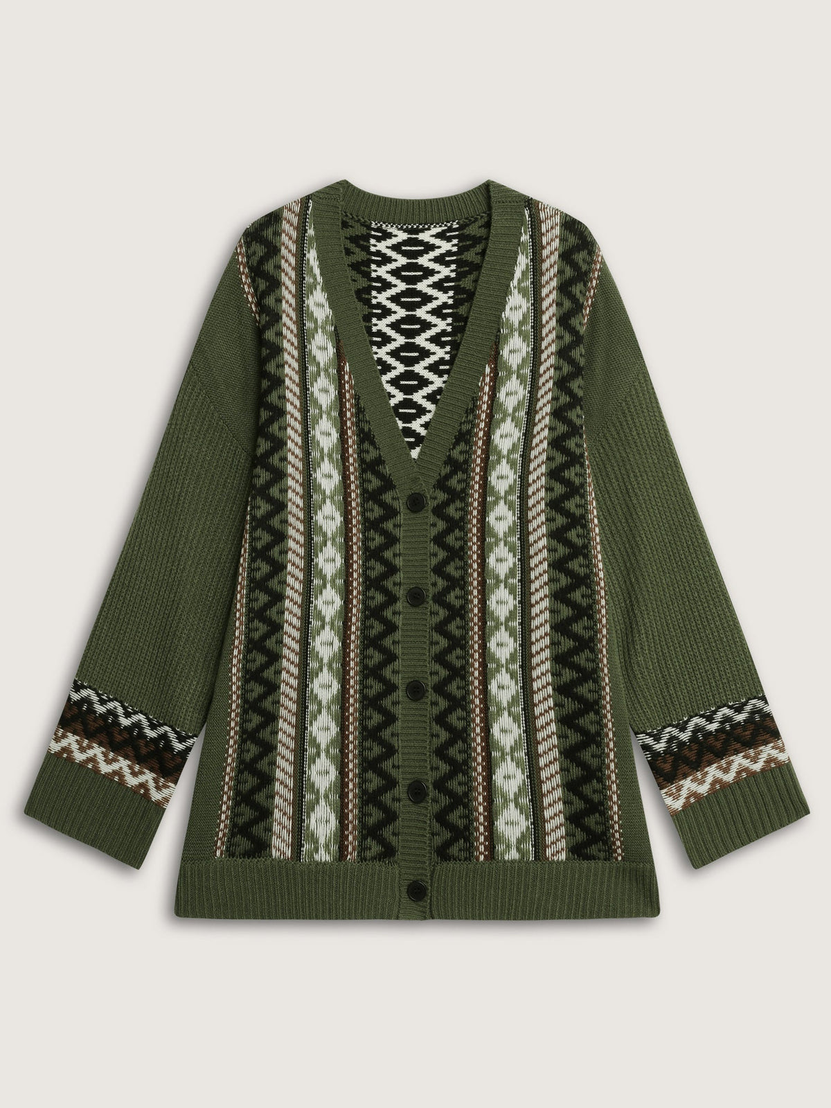 Textured Button-Front Straight Sleeve Knit Cardigan