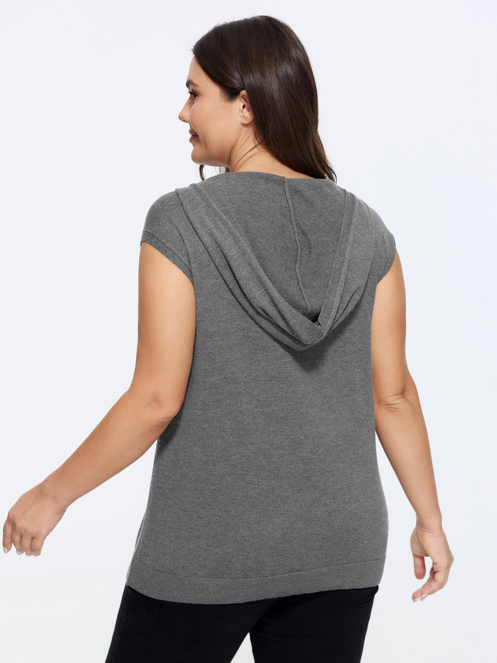 V Neck Hooded Pocket Sleeveless Sweater Vest