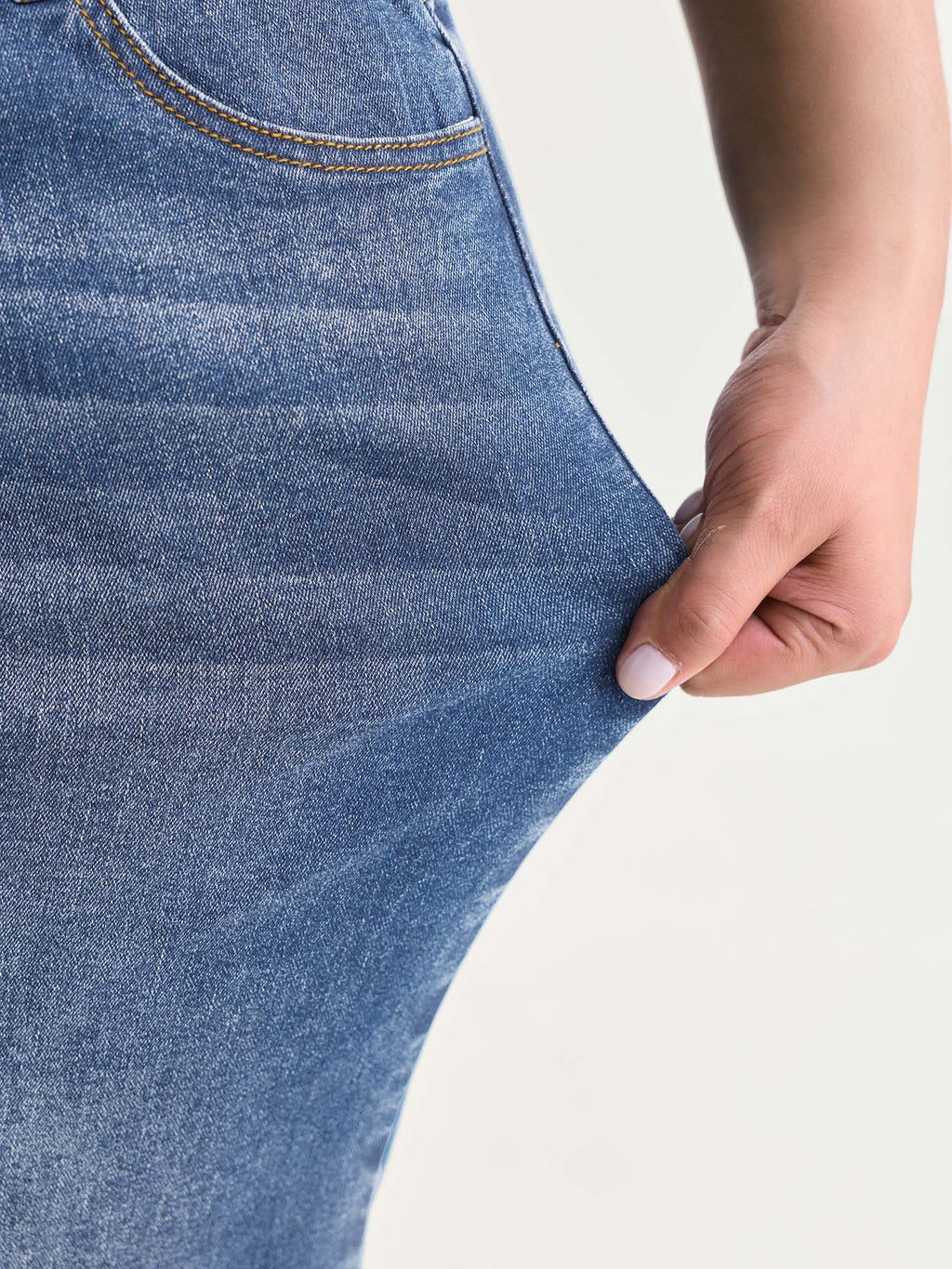 Pull-On Stretchy Denim Shorts