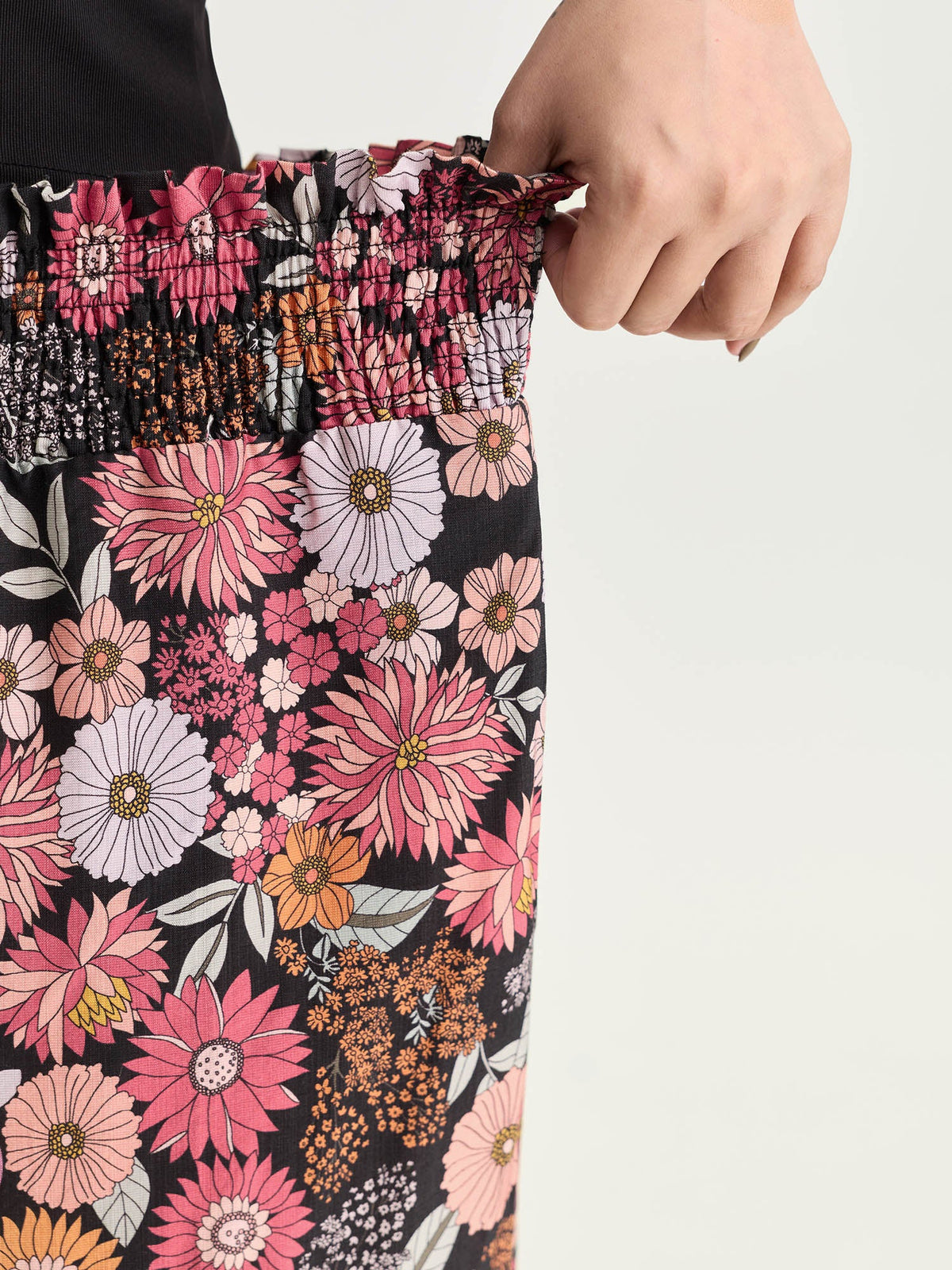 Supersoft Bright Floral Print Wide-Leg Pants