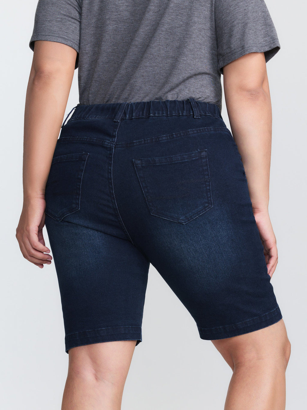 Elastic Waistline Drawstring Skinny-Fit Denim Shorts