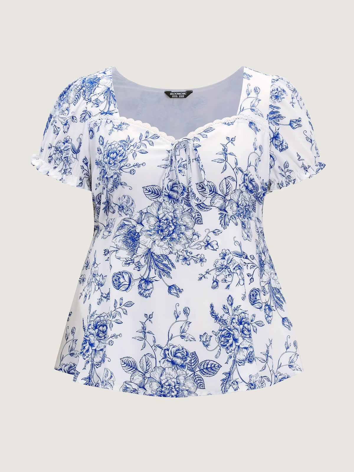 Floral Print Stretchy Waist-Defining Blouse