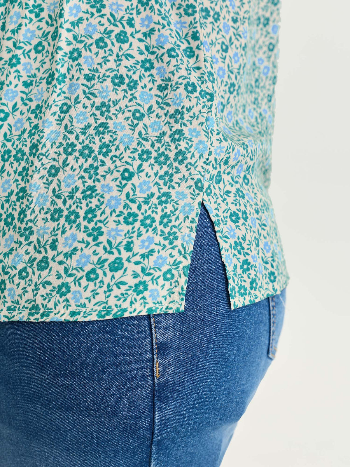 Floral Print Square Neckline Blouse