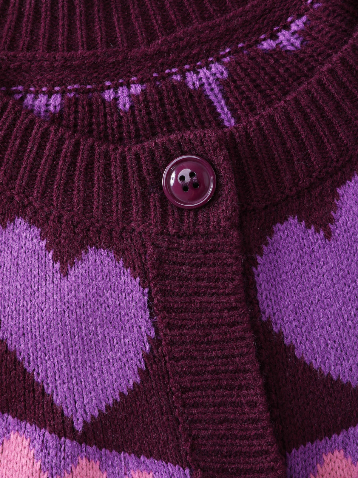Winter Hearts Jacquard Button Knit Cardigan