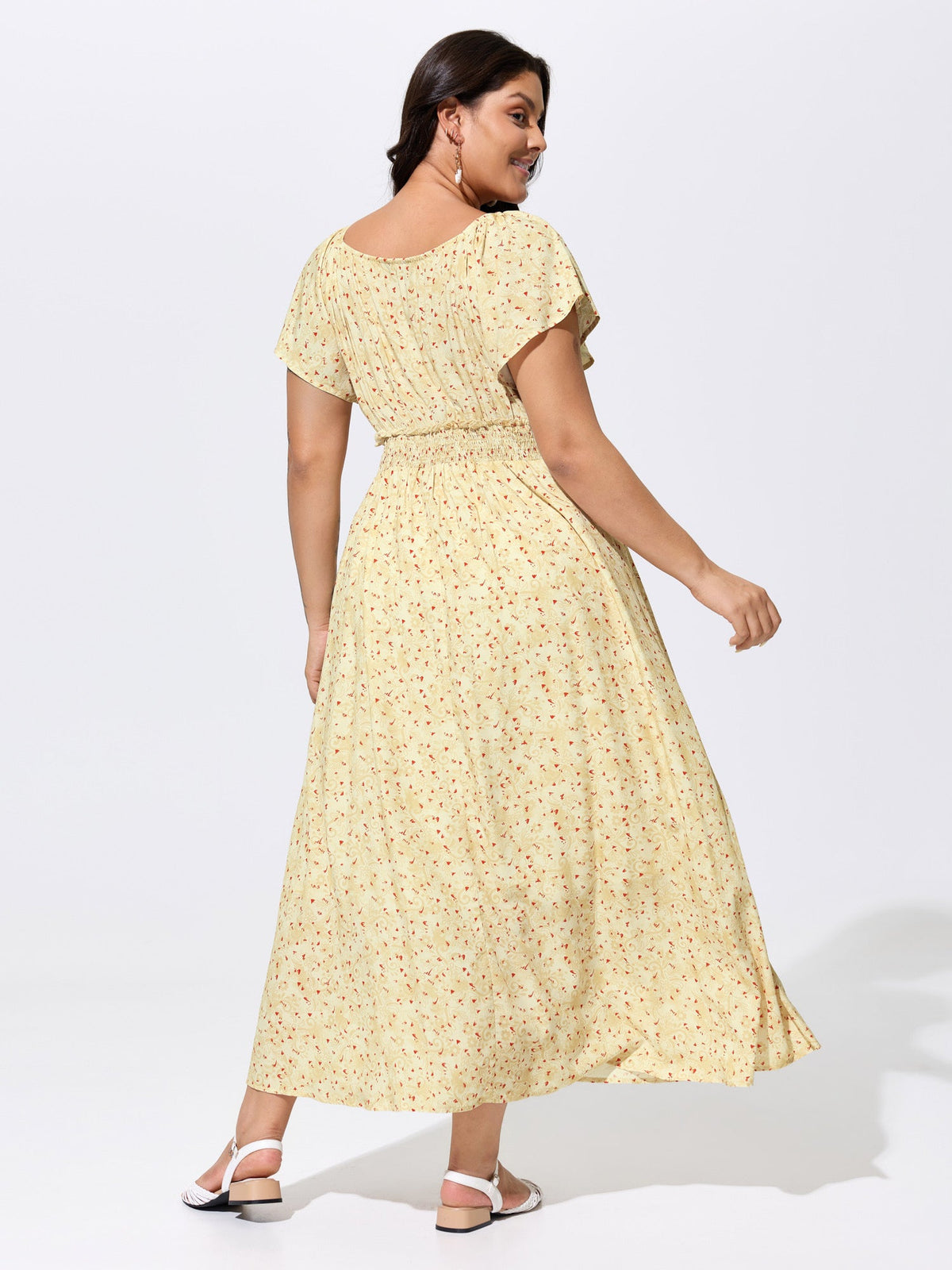 Sequin Floral Embroidered Sweetheart Neckline Maxi Dress