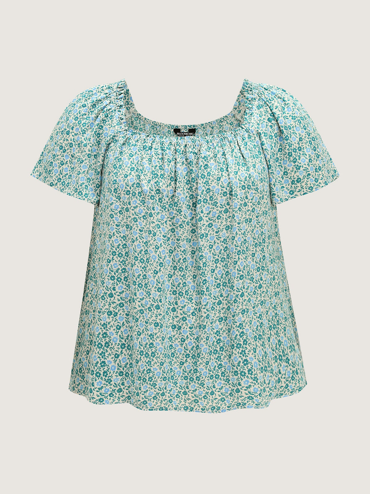 Floral Print Square Neckline Blouse