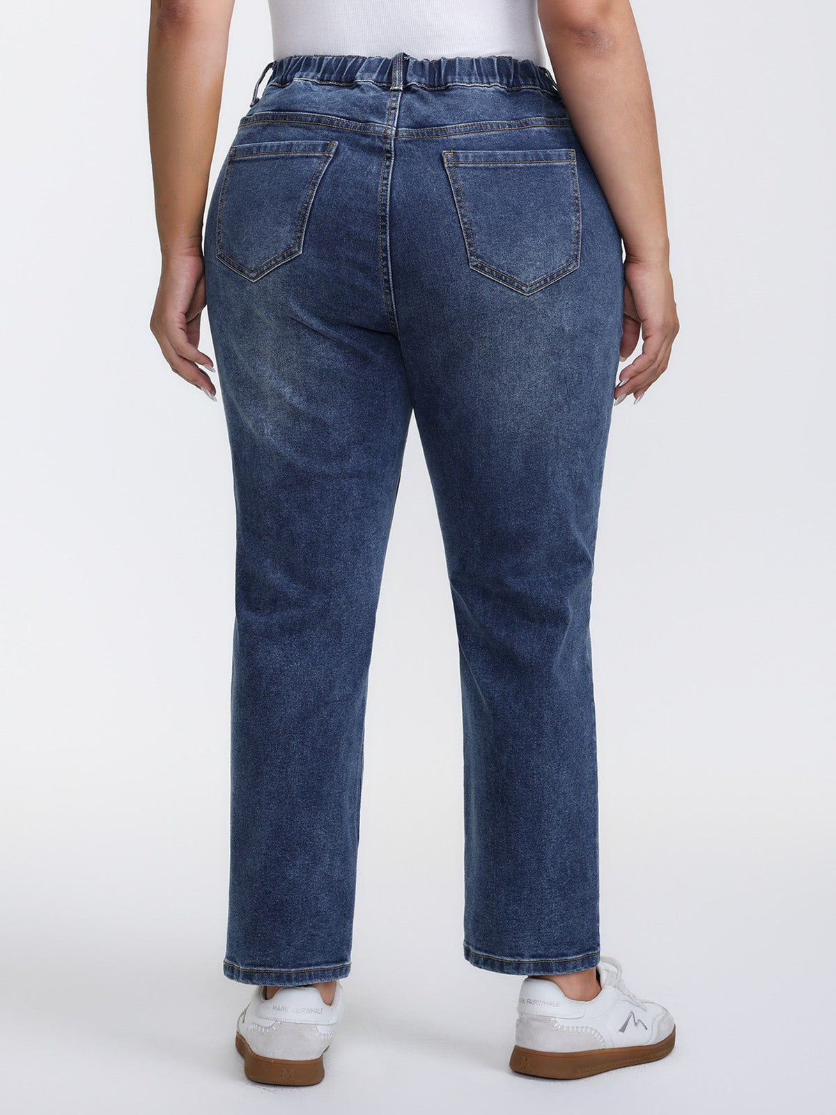 Vintage Wash High Rise Straight-Leg Jeans