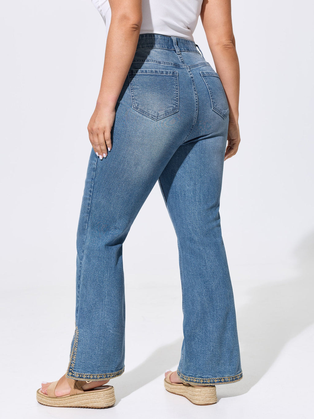 Stretchy High-Rise Elastic Back Waist Jeans