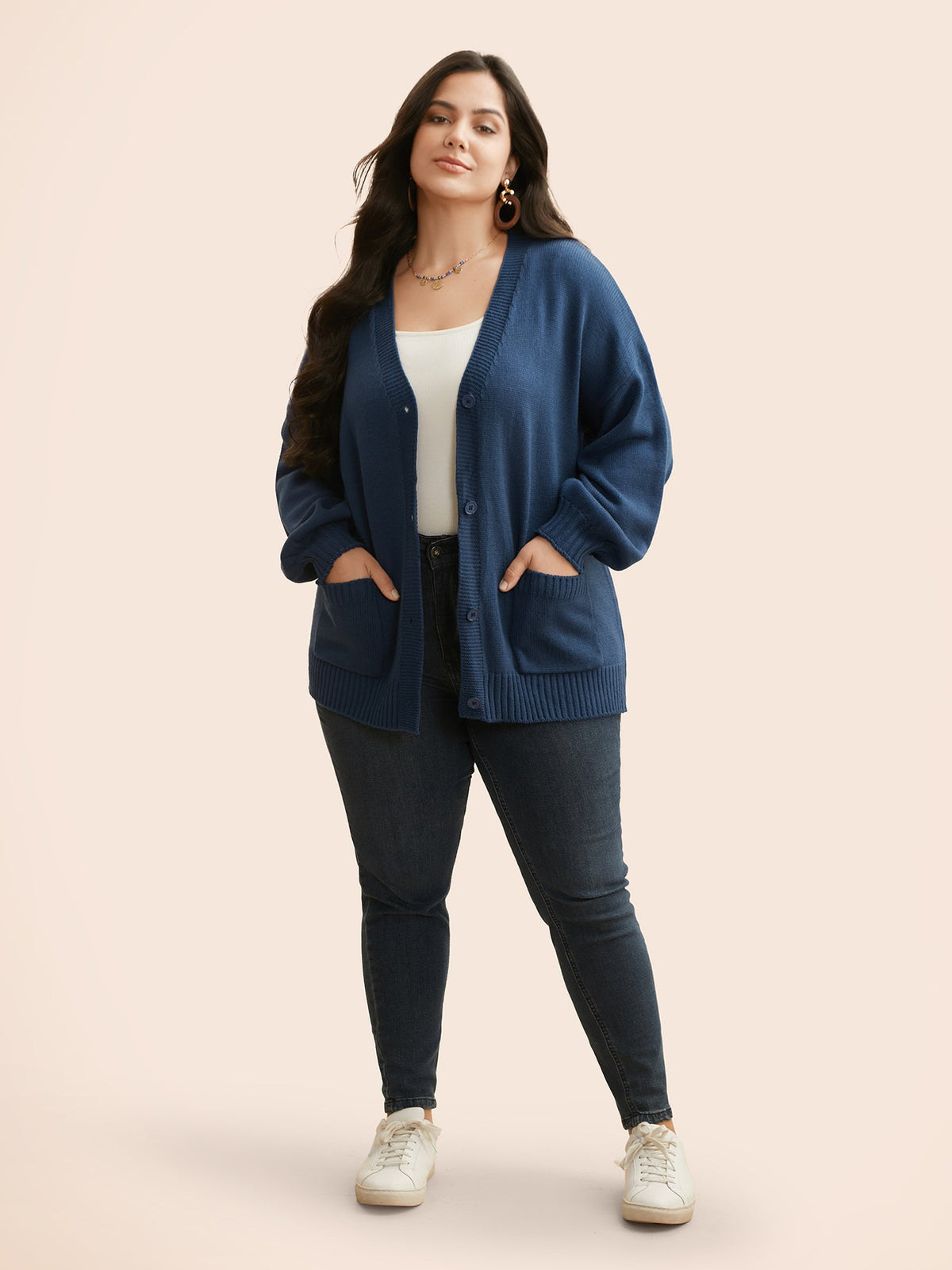 Landscape Pattern Drop Shoulder Sleeve Cardigan