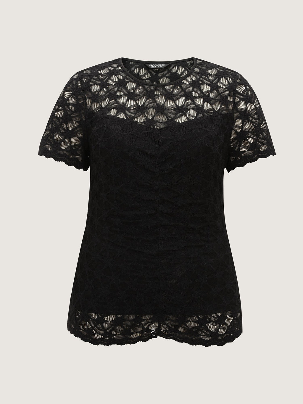 Sheer Lace Round Neck Knit Top
