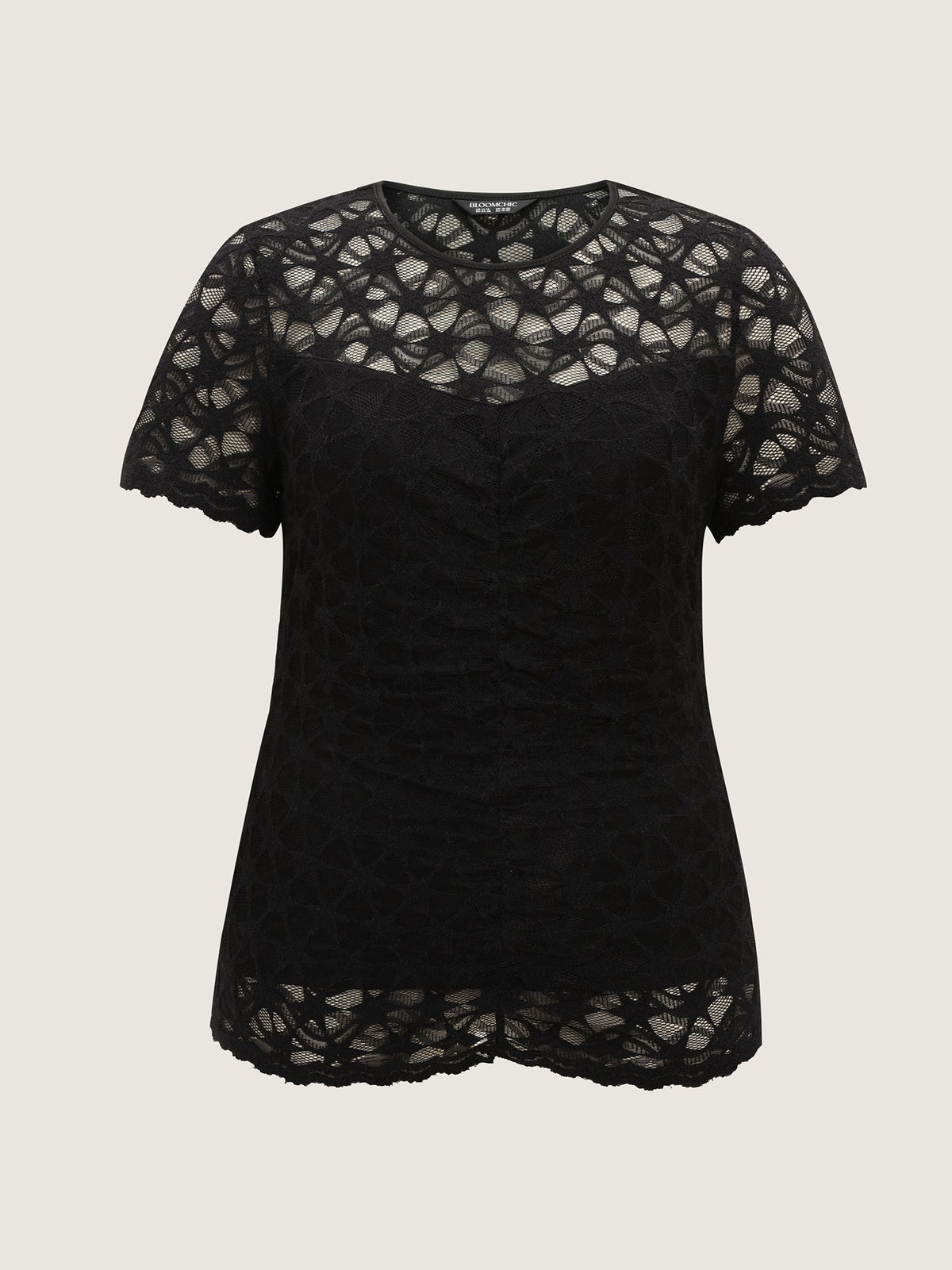 Sheer Lace Round Neck Knit Top