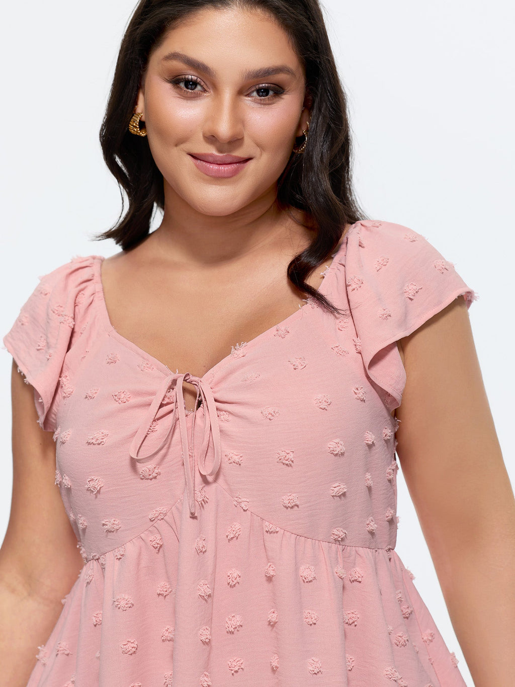 Ruffled Sleeve Adjustable Ruched Bodice Blouse