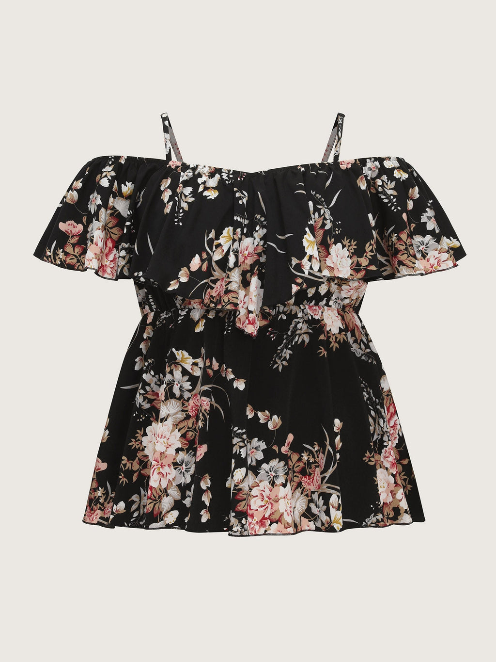 Large Floral Print Cold-Shoulder Blouse