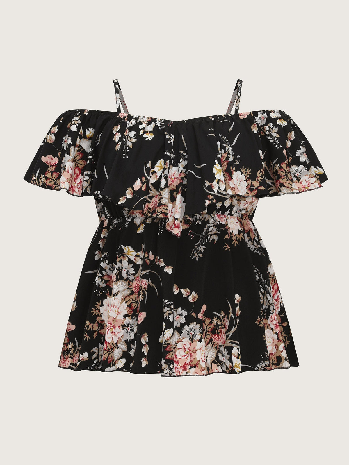 Large Floral Print Cold-Shoulder Blouse