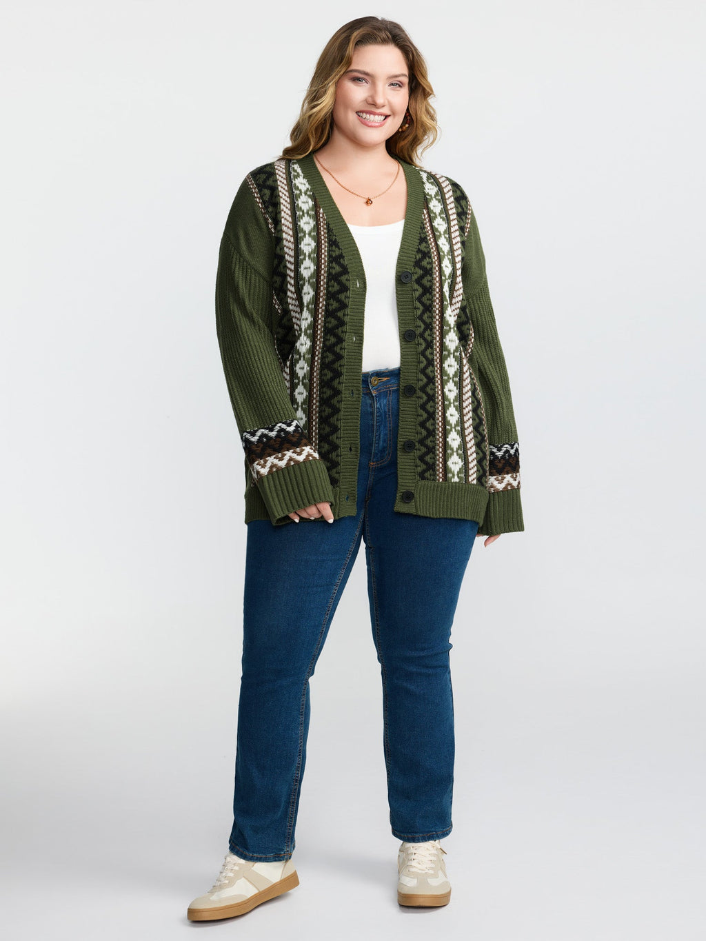 Textured Button-Front Straight Sleeve Knit Cardigan