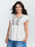 Pure Cotton Embroidered Neckline Blouse
