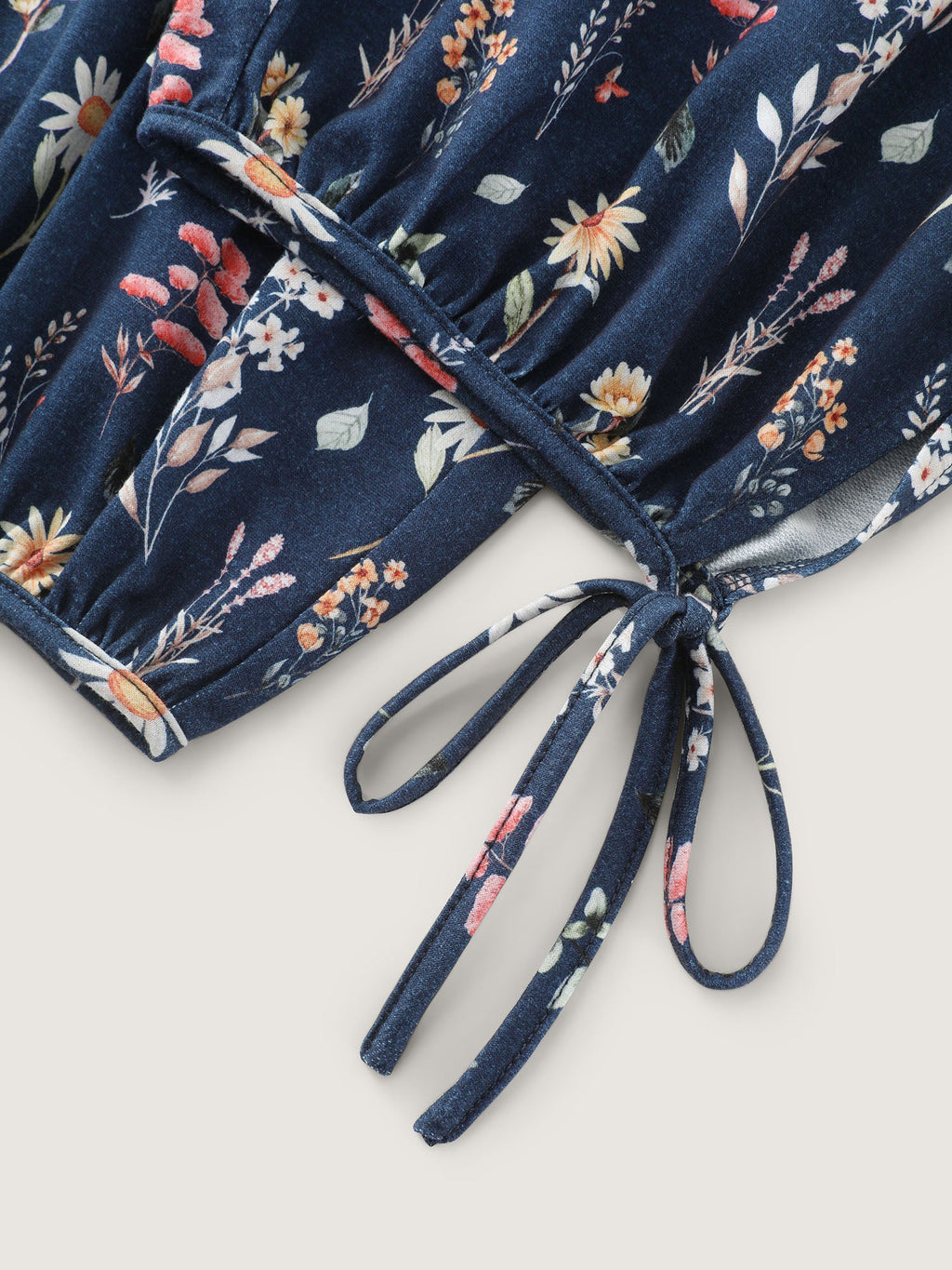 Stretchy Floral Print Drawstring Cuff Pants