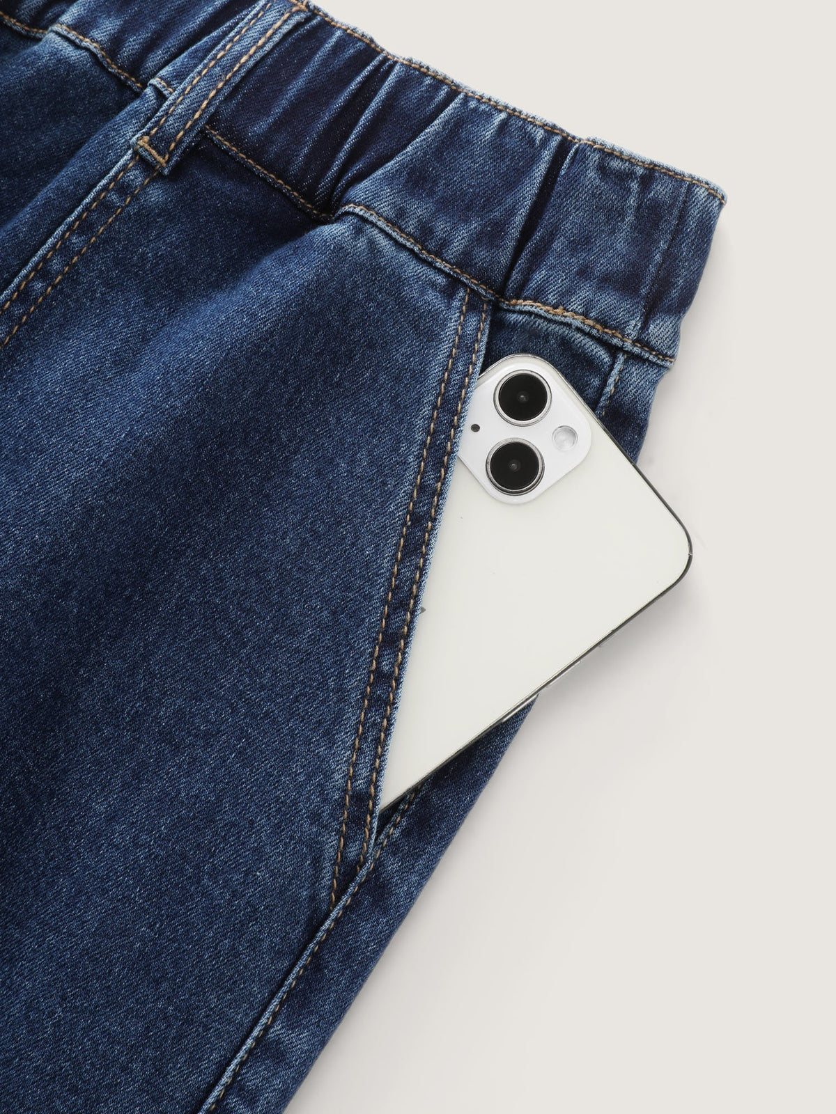 Stretchy Pull-On Wide-Leg Jeans