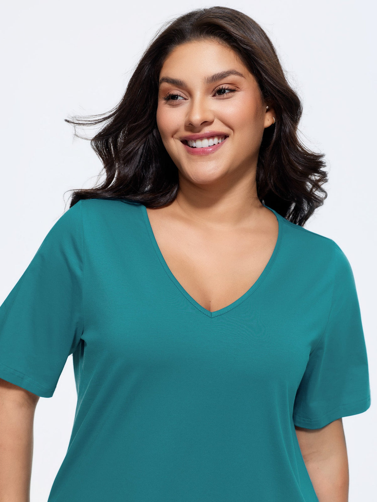 Cotton V Neck Plain Basic T-shirt